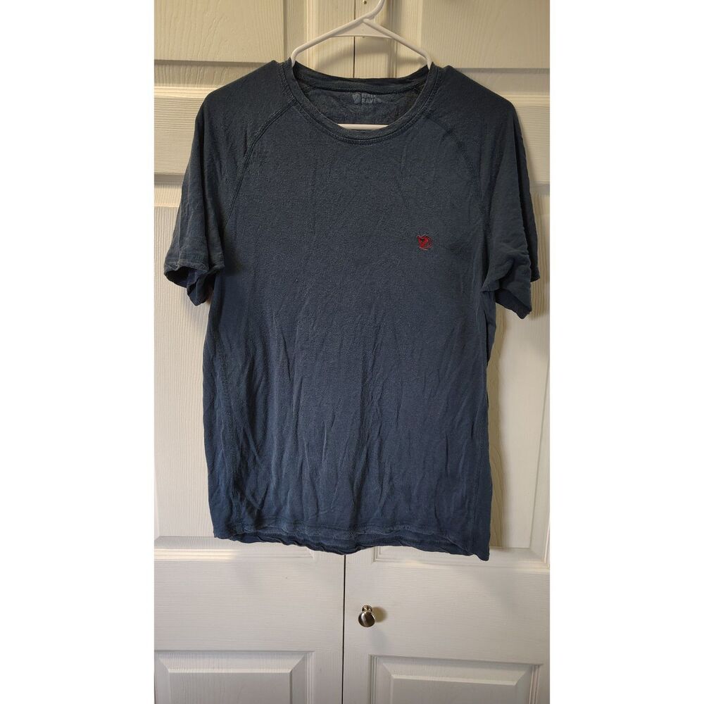 Fjallraven Men's Medium Abisko Wool Blend T-Shirt Blue Heather Short Sleeve